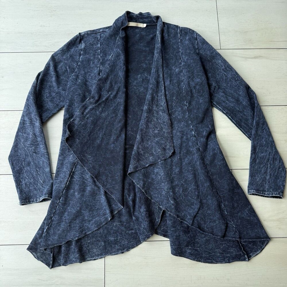 Testimony Los Angeles Open Front Jacket Large Blue Indigo Mineral Wash Lagenlook